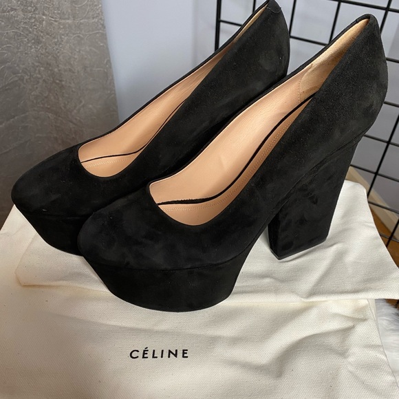 Celine suede platform pumps, NWB sz 10 - Picture 2 of 8